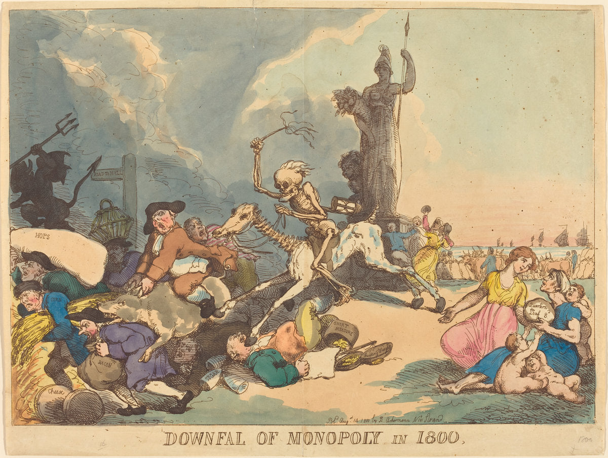 Downfall of Monopoly in 1800 by Thomas Rowlandson (British, 1756 - 1827), 16X12"(A3)Poster Print