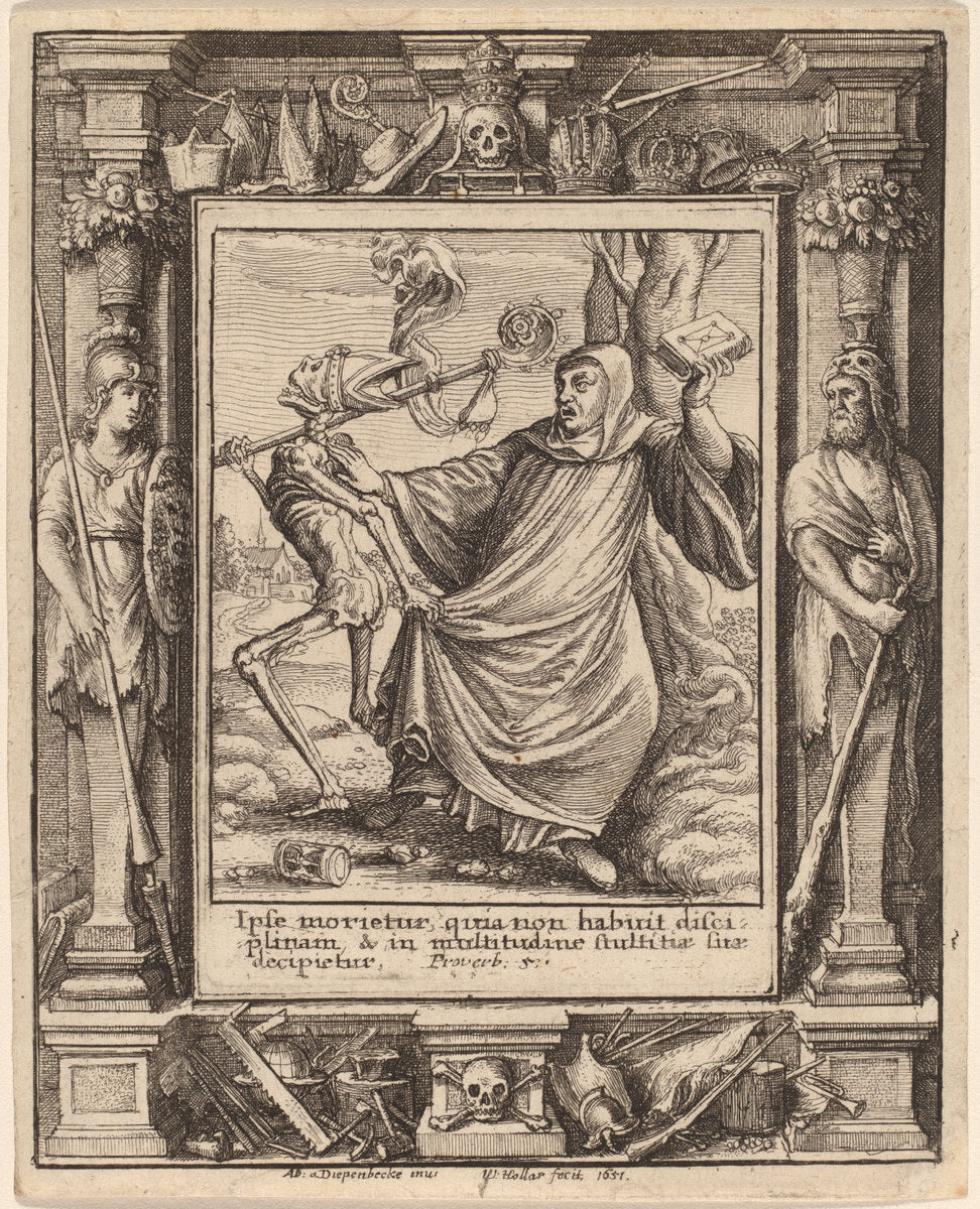 Abbot by Wenceslaus Hollar after Hans Holbein the Younger after Abraham van Diepenbeeck (Bohemian, 1607 - 1677), 16X12"(A3)Poster Print