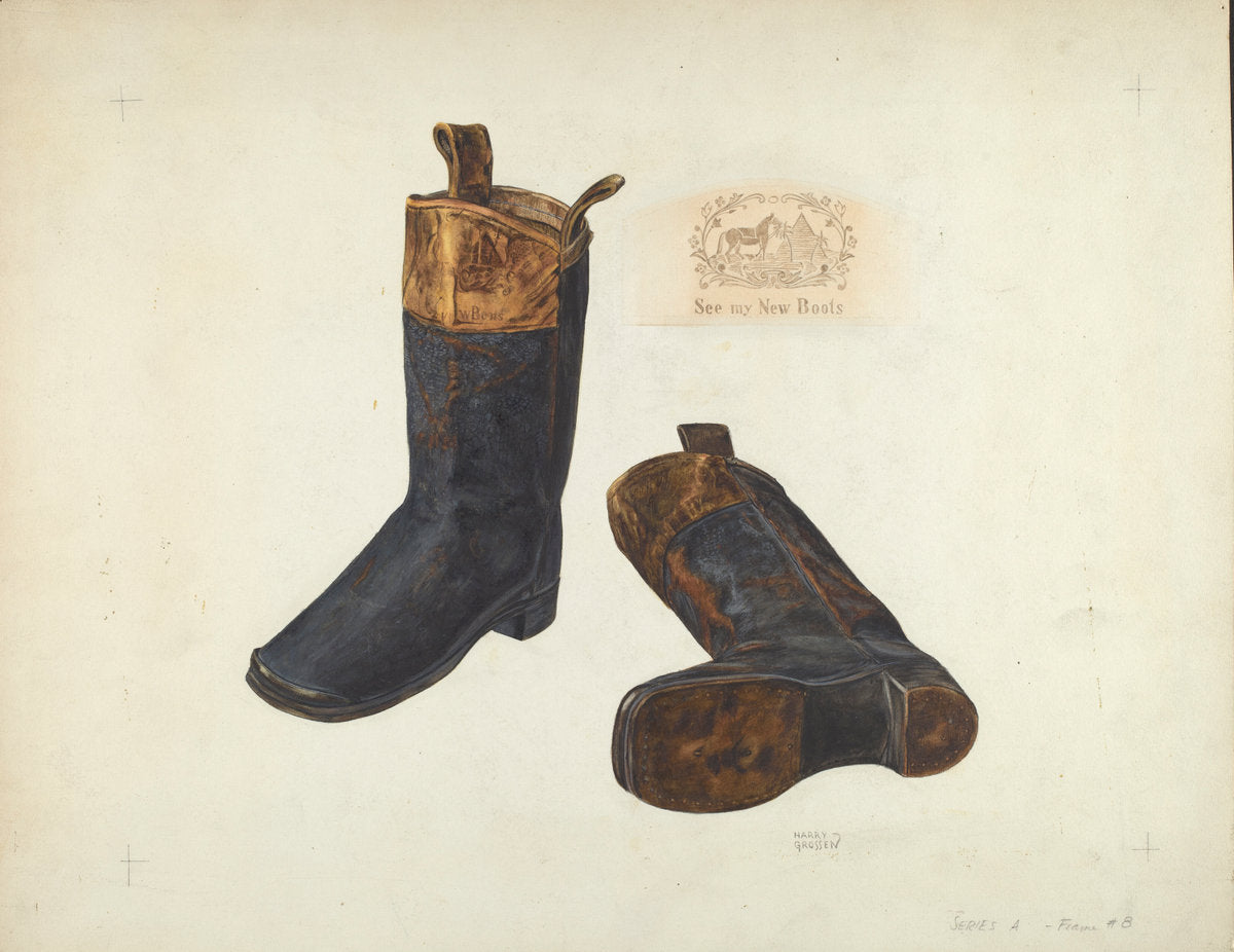 Boy's Boots by Harry Grossen (American, active c. 1935), 16X12"(A3)Poster Print