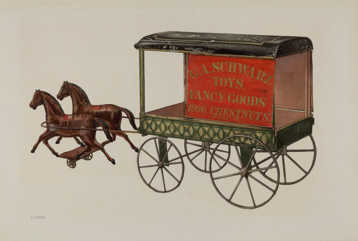Toy Wagon by Philip Johnson (American, active c. 1935), 16X12"(A3)Poster Print