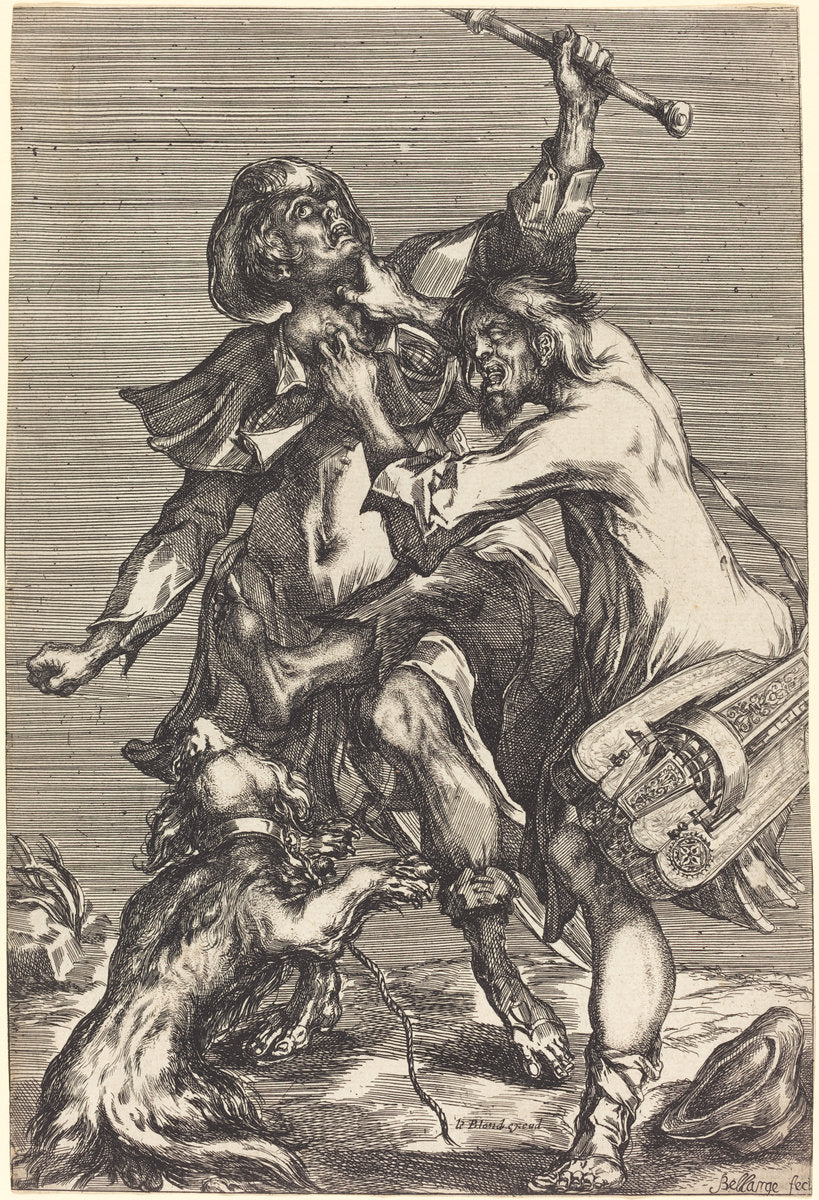 Fighting Beggars by Jacques Bellange (French, c. 1575 - died 1616), 16X12"(A3)Poster Print