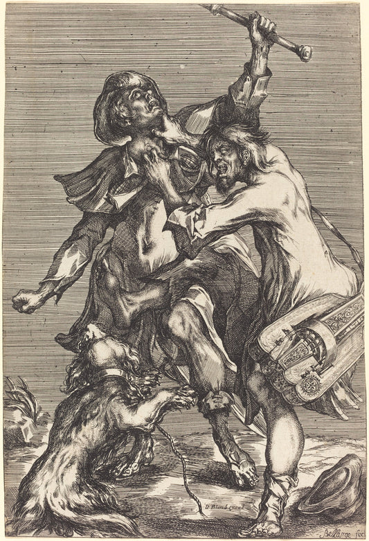 Fighting Beggars by Jacques Bellange (French, c. 1575 - died 1616), 16X12"(A3)Poster Print