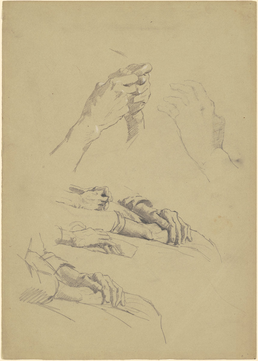Studies of Hands [recto] by Enoch Wood Perry, Jr. (American, 1831 - 1915), 16X12"(A3)Poster Print