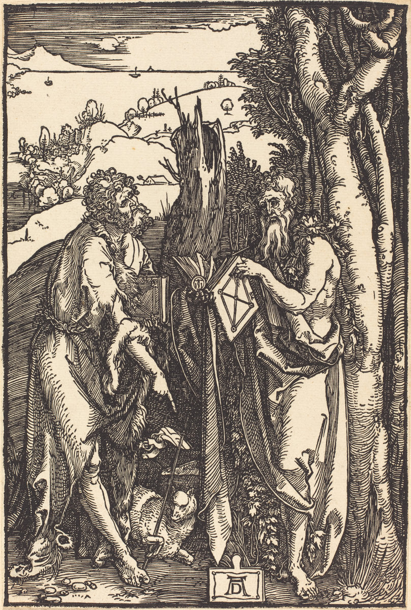 Saint John the Baptist and Saint Onuphrius by Albrecht Dürer (German, 1471 - 1528), 16X12"(A3)Poster Print