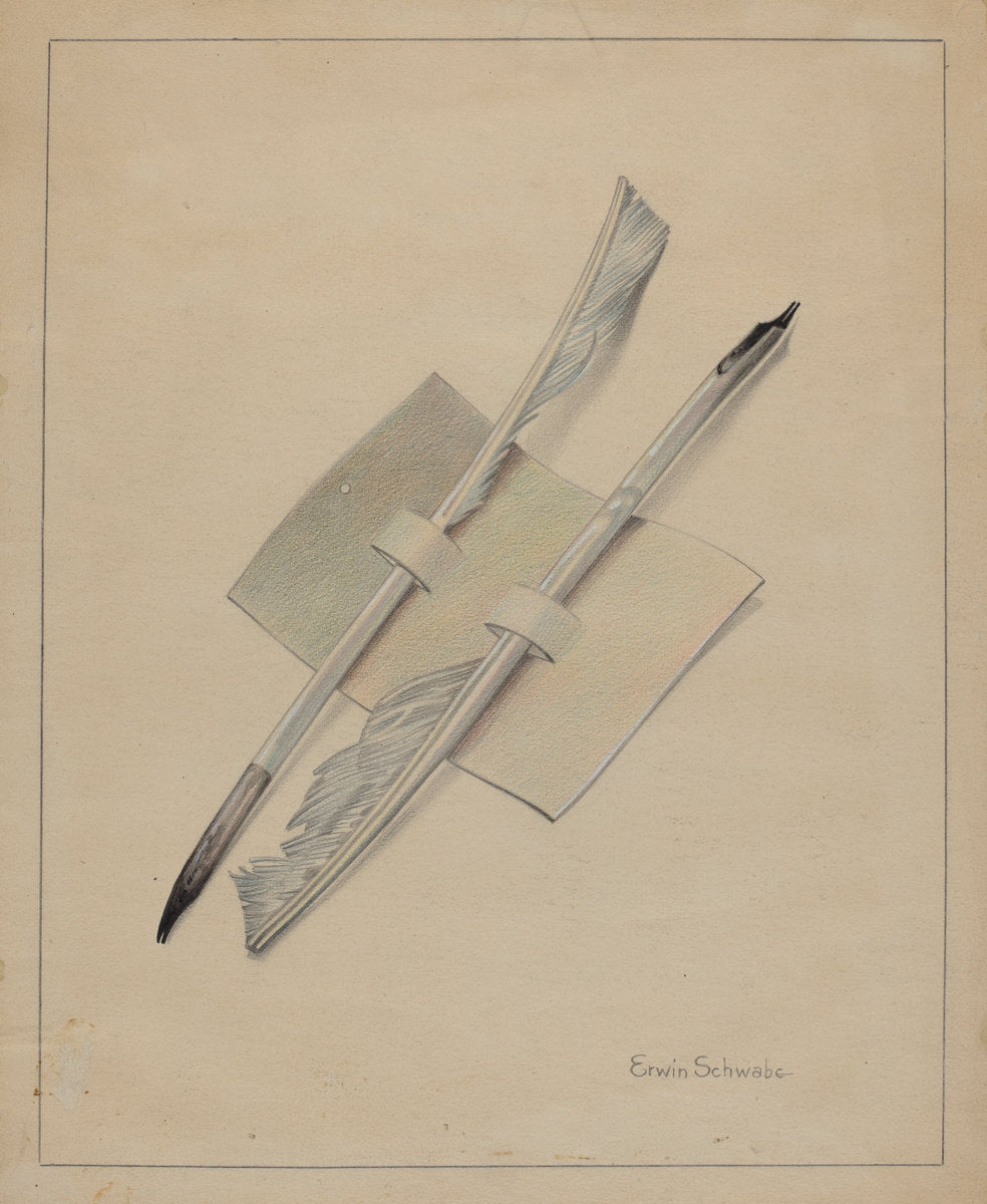 Quill Pens by Erwin Schwabe (American, active c. 1935), 16X12"(A3)Poster Print