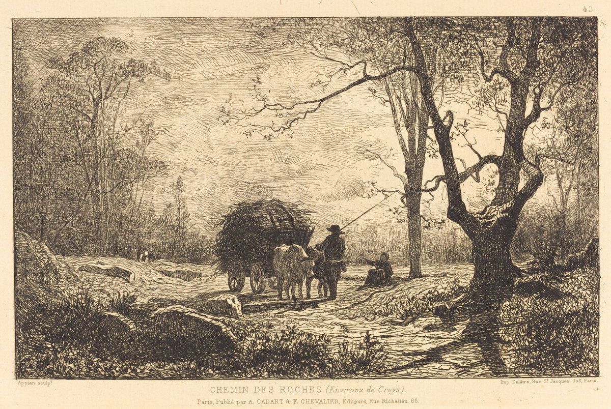 Chemin des Roches by Adolphe Appian (French, 1818 - 1898), 16X12"(A3)Poster Print