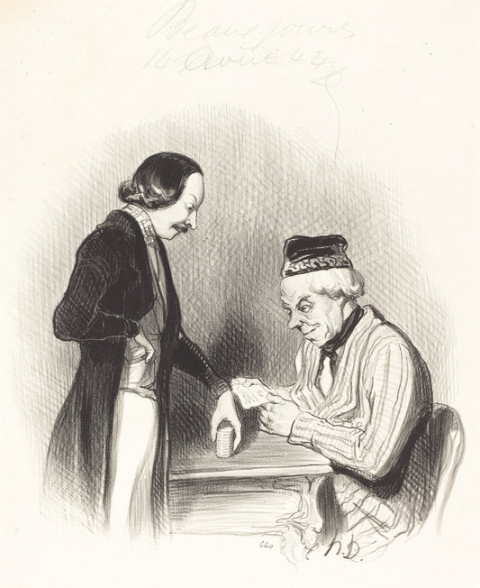 L'Escompte d'un billet by Honoré Daumier (French, 1808 - 1879), 16X12"(A3)Poster Print