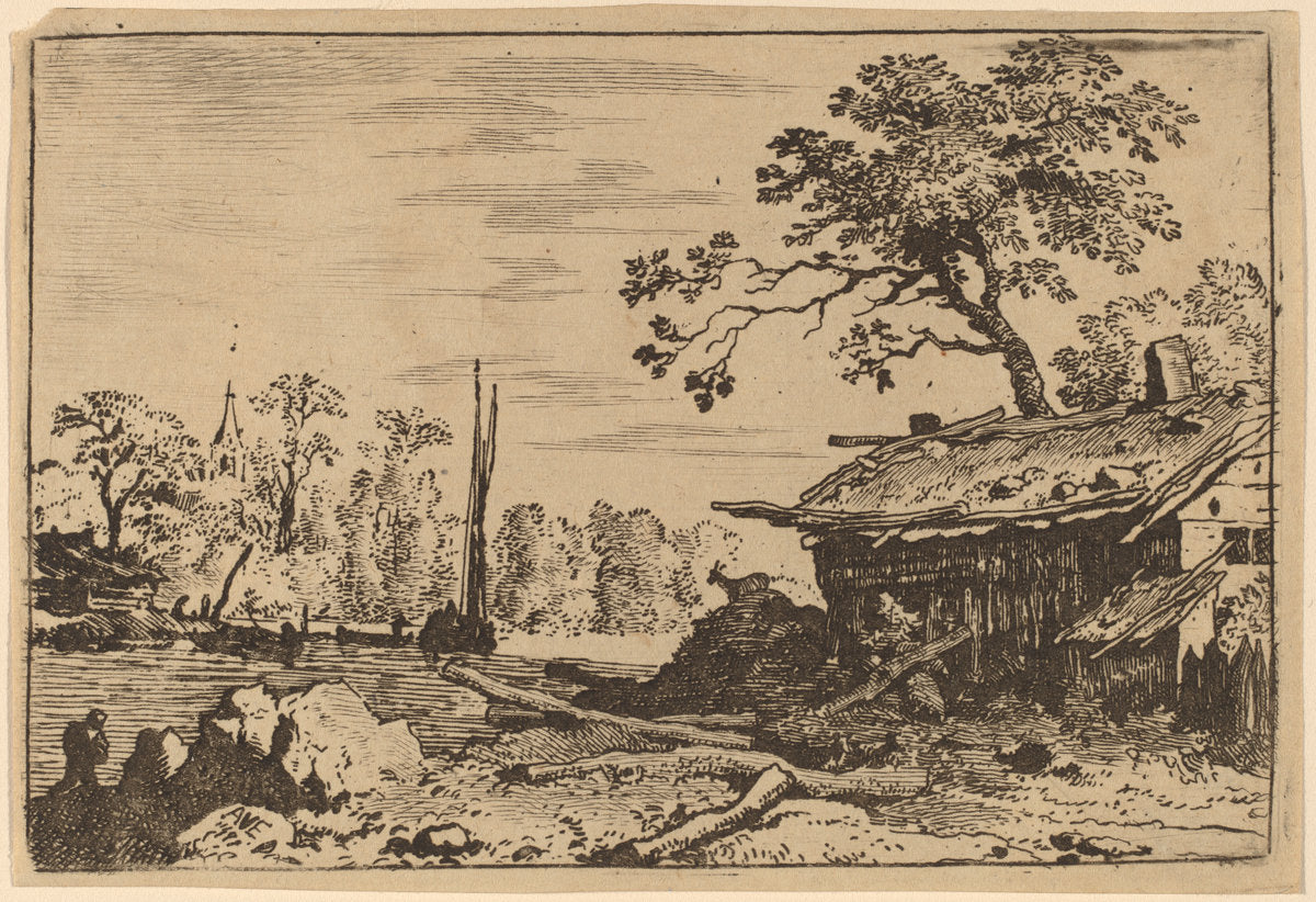 Ruinous Hut by Allart van Everdingen (Dutch, 1621 - 1675), 16X12"(A3)Poster Print