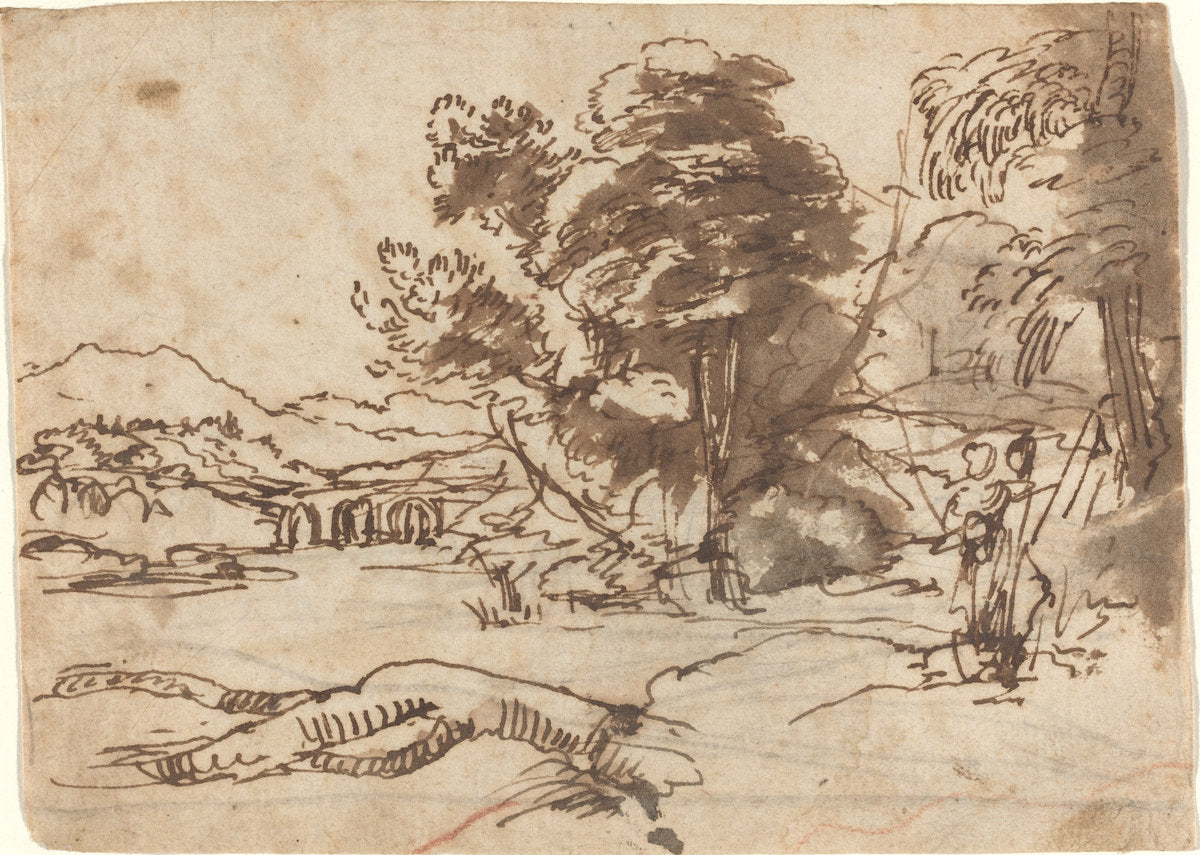 River Landscape by Claude Lorrain (French, 1604/1605 - 1682), 16X12"(A3)Poster Print