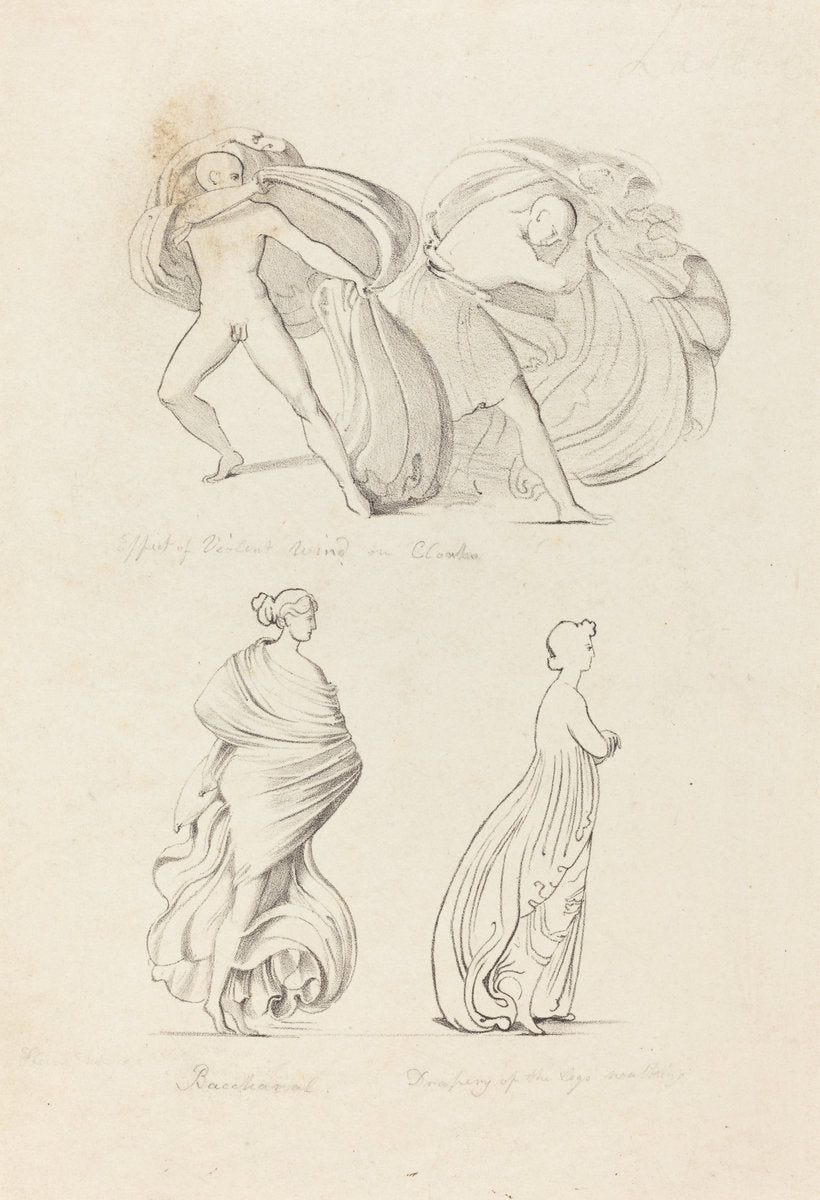 Drapery, Three Figures, a Bacchante and Two From Nature by Henry Noel Humphreys after John Flaxman (British, 1810 - 1879), 16X12"(A3)Poster Print