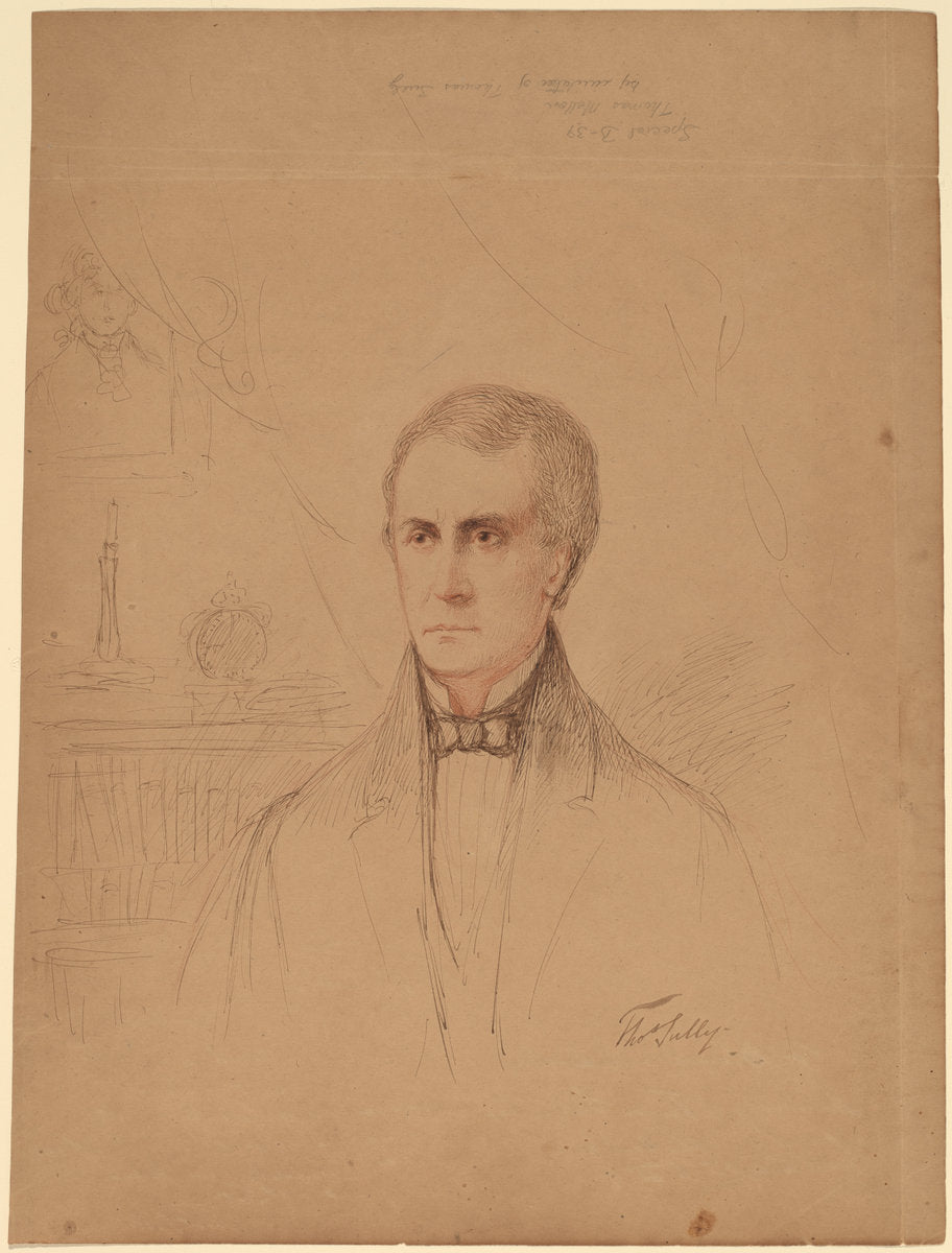 pen and brown ink and red crayon on brown wove paper by Imitator of Thomas Sully (Thomas Mellon), 16X12"(A3)Poster Print