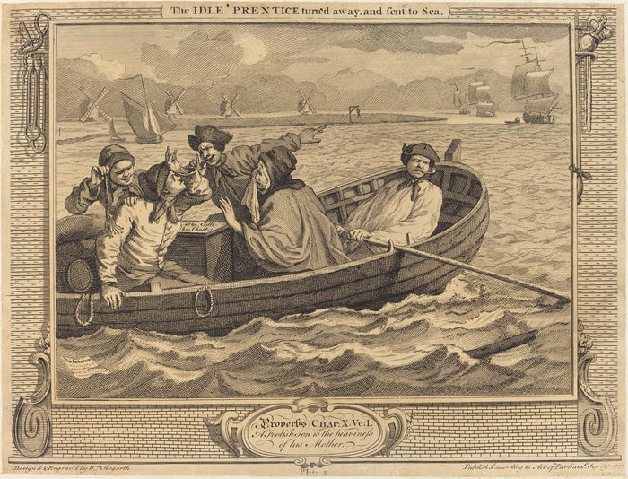 The Idle 'Prentice turn'd away, and sent to Sea by William Hogarth (English, 1697 - 1764), 16X12