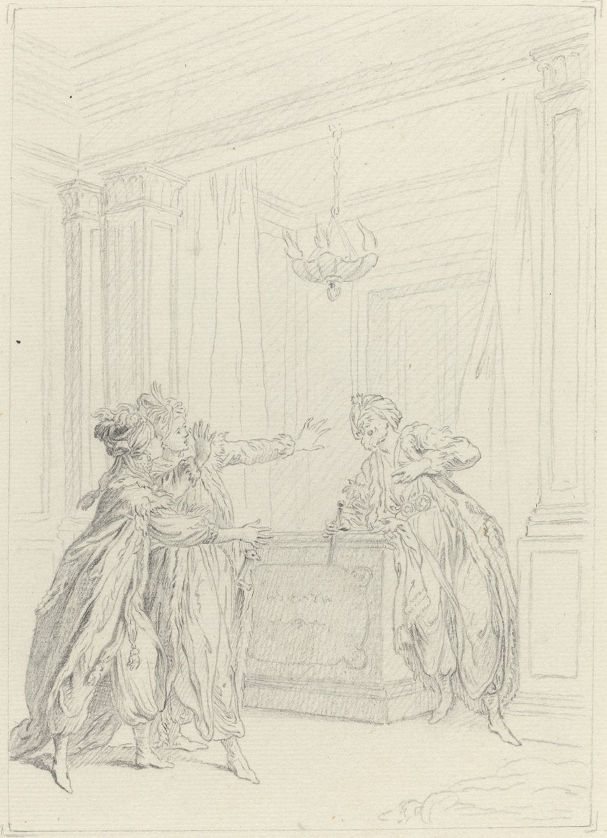 Calmine, quel objet vient Effrayer ma vue? by Hubert François Gravelot (French, 1699 - 1773), 16X12"(A3)Poster Print