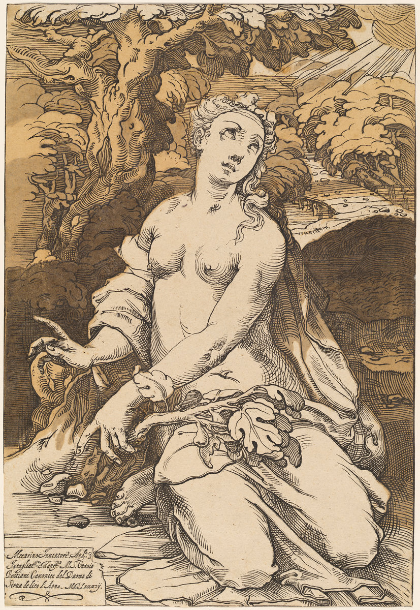 Eve by Andrea Andreani after Domenico Beccafumi (Italian, 1558/1559 - 1629), 16X12"(A3)Poster Print