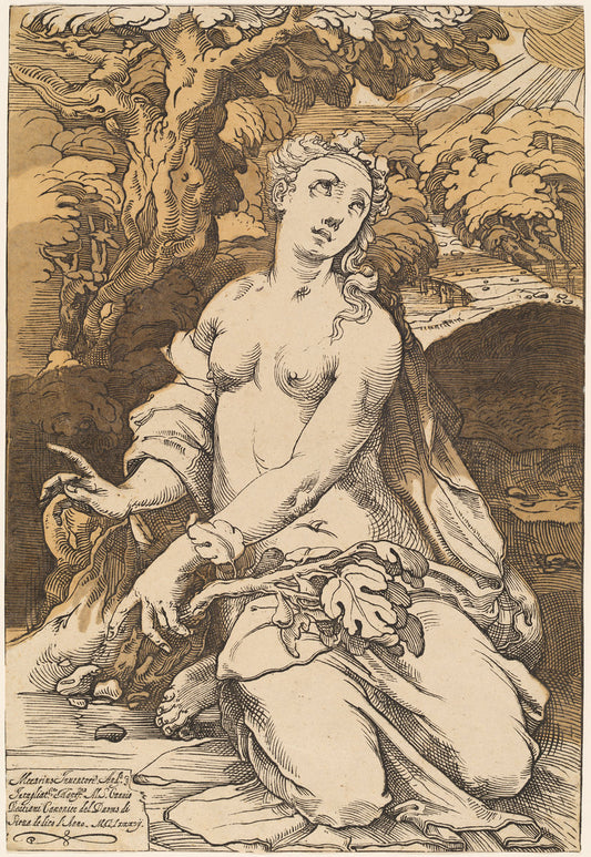 Eve by Andrea Andreani after Domenico Beccafumi (Italian, 1558/1559 - 1629), 16X12"(A3)Poster Print