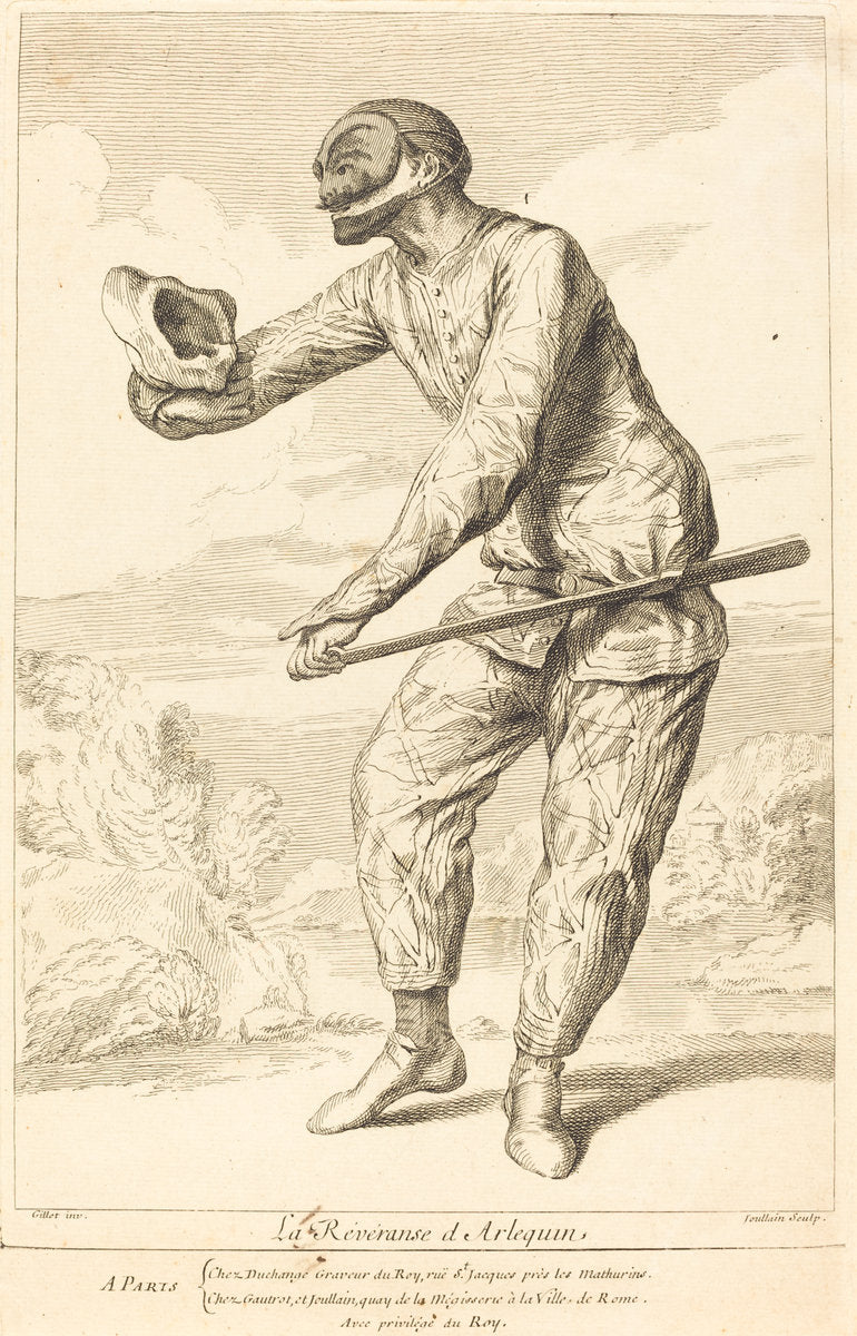 La Révéranse d'Arlequin by François Joullain after Claude Gillot (French, 1697 - 1778), 16X12"(A3)Poster Print