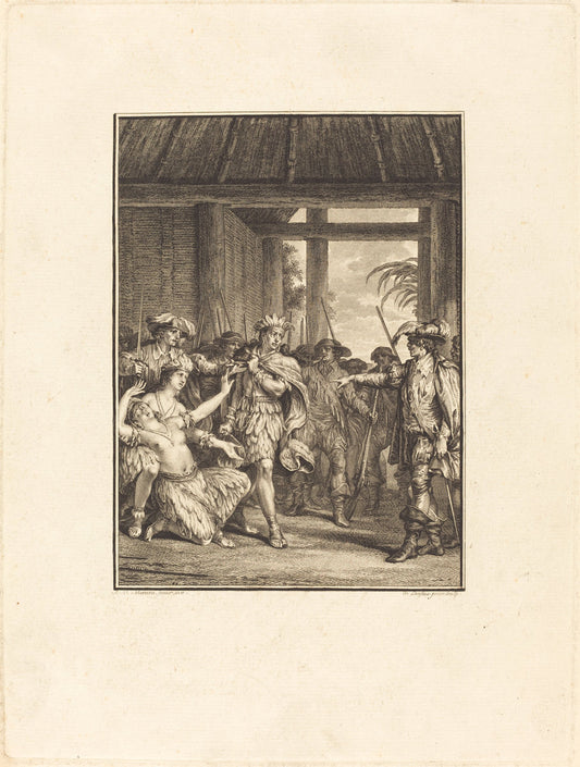 La découverte du nouveau monde by Pietro Antonio Martini after Jean-Michel Moreau (Italian, French school, 1738/1739 - 1797), 16X12"(A3)Poster Print