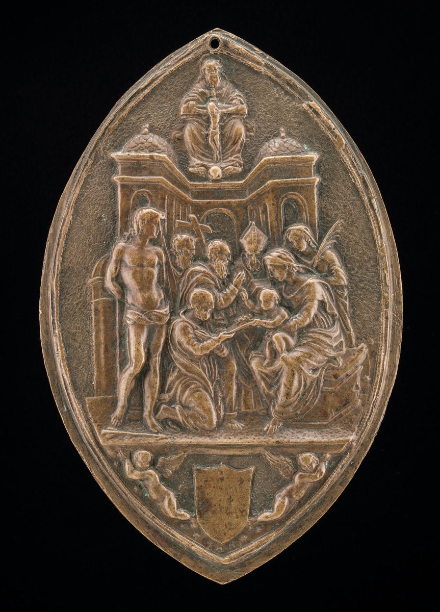 bronze by Style of Andrea Sansovino (Madonna and Child with Saints), 16X12"(A3)Poster Print