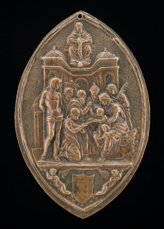 bronze by Style of Andrea Sansovino (Madonna and Child with Saints), 16X12"(A3)Poster Print