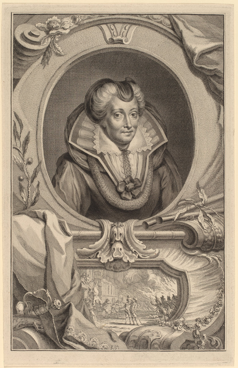 Louise de Coligny by Jacobus Houbraken (Dutch, 1698 - 1780), 16X12"(A3)Poster Print