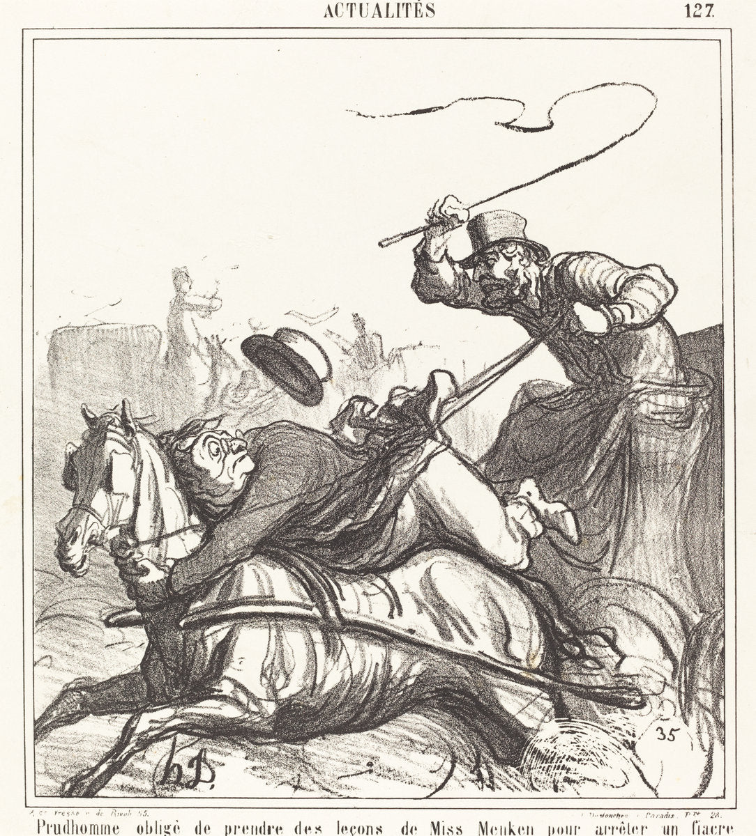 Prudhomme obligé de prendre des leçons... by Honoré Daumier (French, 1808 - 1879), 16X12"(A3)Poster Print