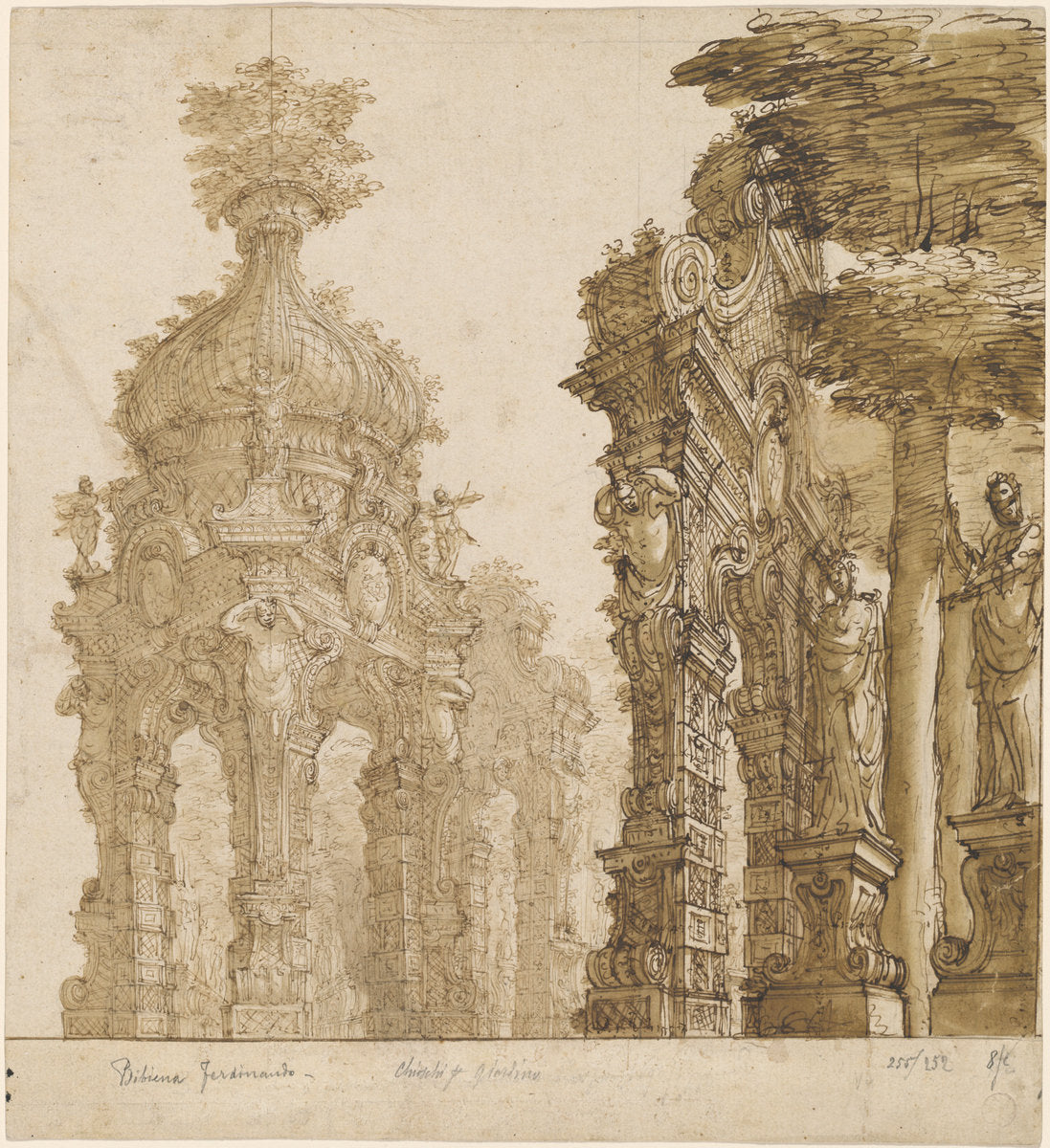 Stage Design of Garden Pavilions by Ferdinando Galli Bibiena (Bolognese, 1657 - 1743), 16X12"(A3)Poster Print