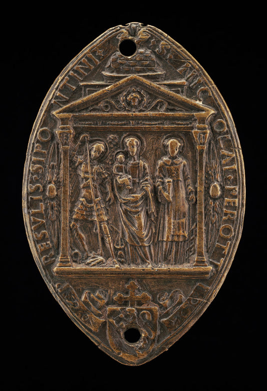 Madonna and Child between Saint Michael and Saint Lawrence by Gianfrancesco Enzola (Parmese, active 1455/1478), 16X12"(A3)Poster Print