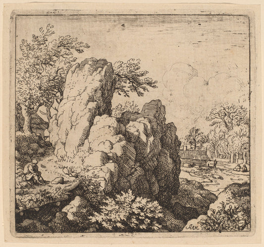 Large Rock by Allart van Everdingen (Dutch, 1621 - 1675), 16X12"(A3)Poster Print