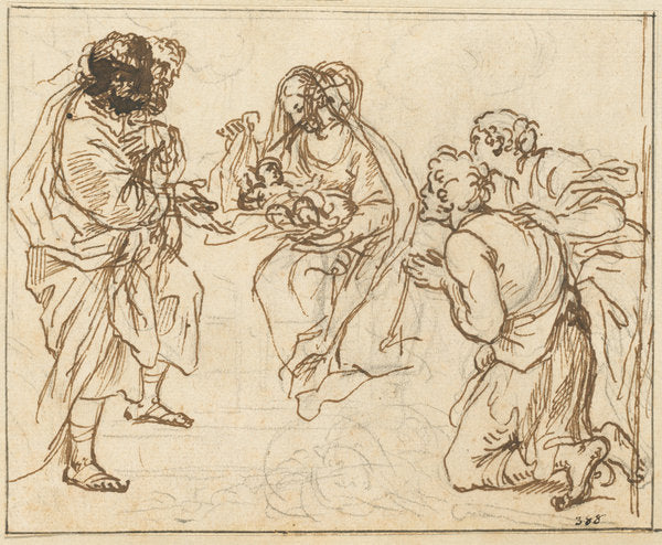 The Adoration of the Shepherds by Agostino Masucci (Roman, 1691 - 1758), 16X12"(A3)Poster Print
