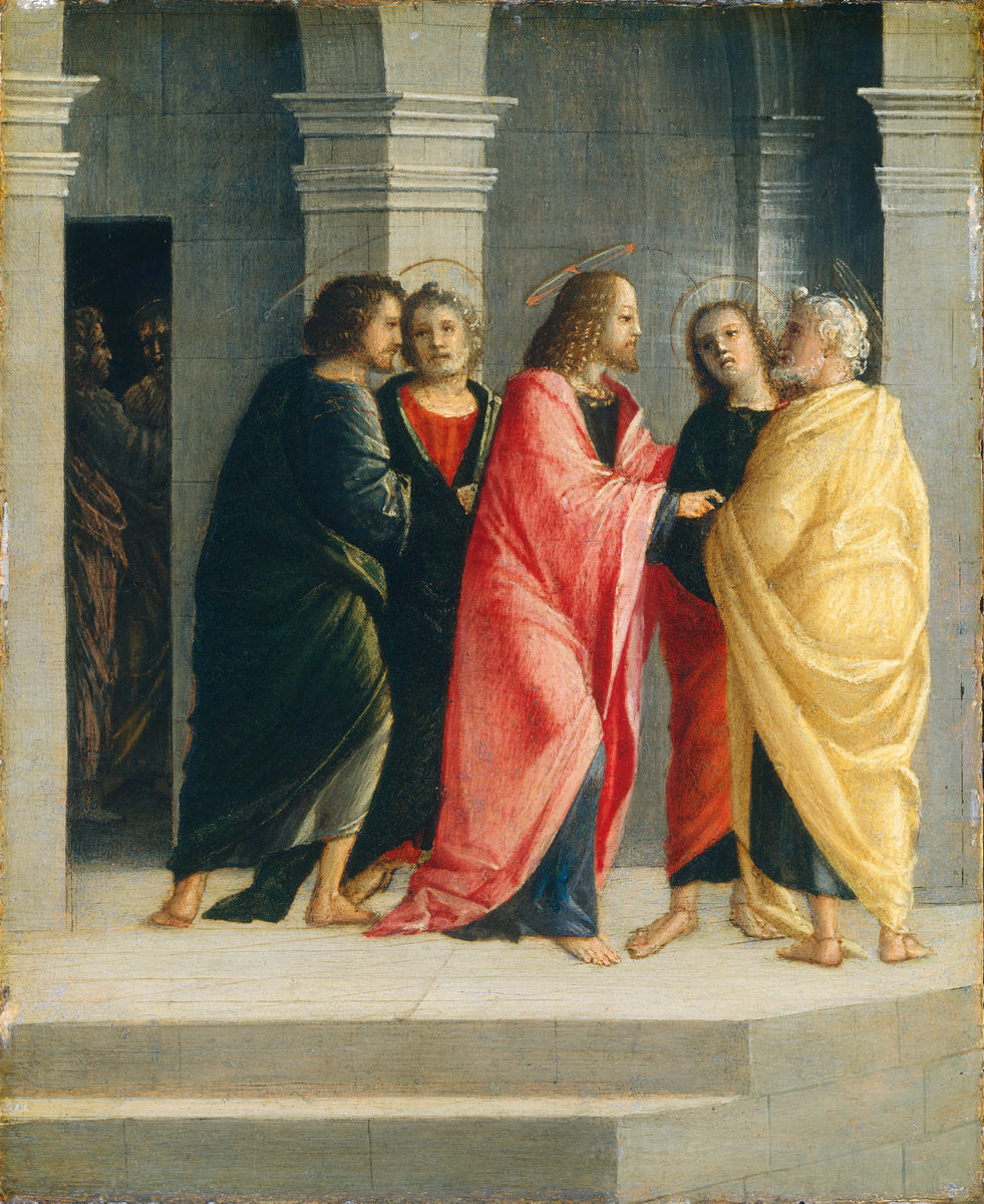 Christ Instructing Peter and John to Prepare for the Passover by Vincenzo Civerchio (Italian, c. 1460/1470 - probably 1544), 16X12"(A3)Poster Print