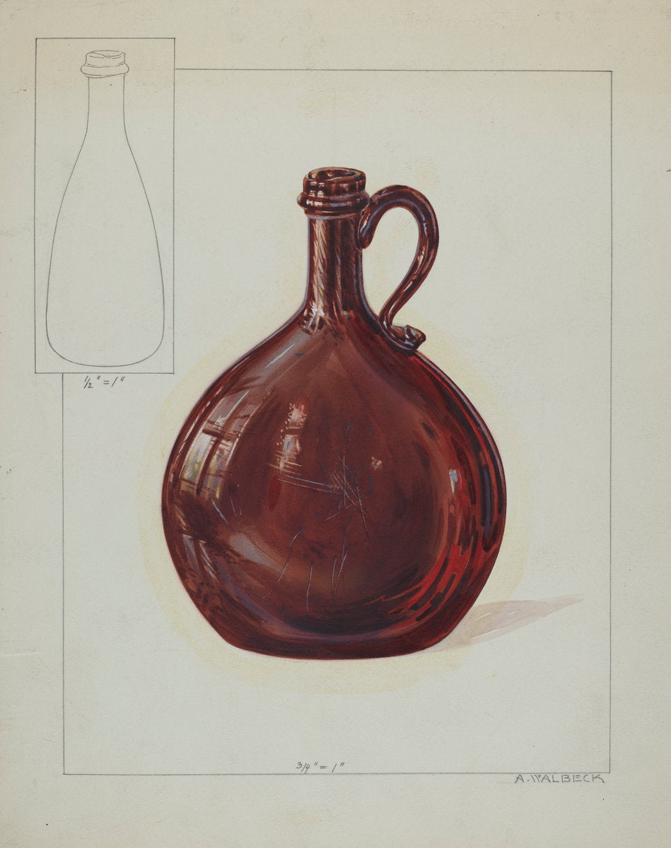 Bottle by Alfred Walbeck (American, active c. 1935), 16X12"(A3)Poster Print