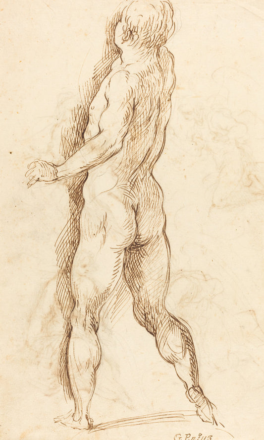 Nude Man Seen from Behind [verso] by Jacopo Palma il Giovane (Venetian, 1544 or 1548 - 1628), 16X12"(A3)Poster Print