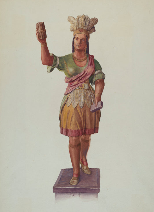 Cigar Store Pocahontas by Lucille Lacoursiere (American, active c. 1935), 16X12"(A3)Poster Print