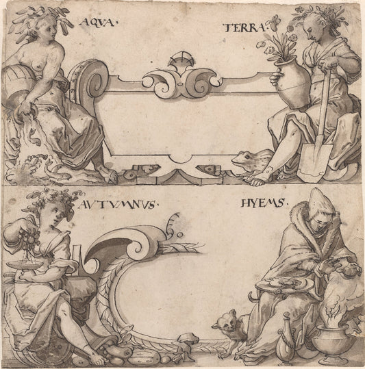 late 16th century by Swiss 16th Century (Water and Earth/Autumn and Winter), 16X12"(A3)Poster Print