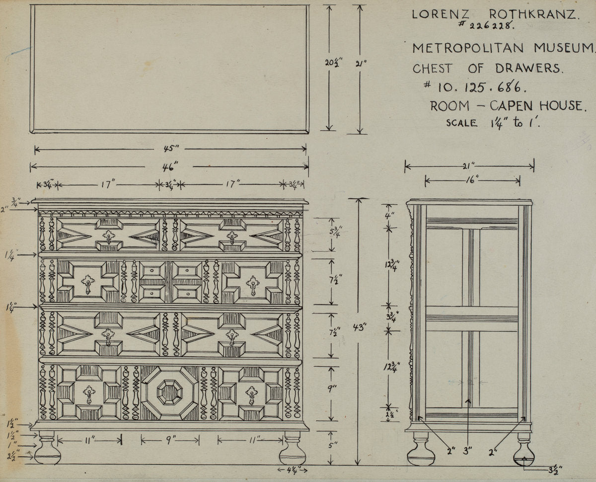 Chest of Drawers by Lorenz Rothkranz (American, active c. 1935), 16X12"(A3)Poster Print