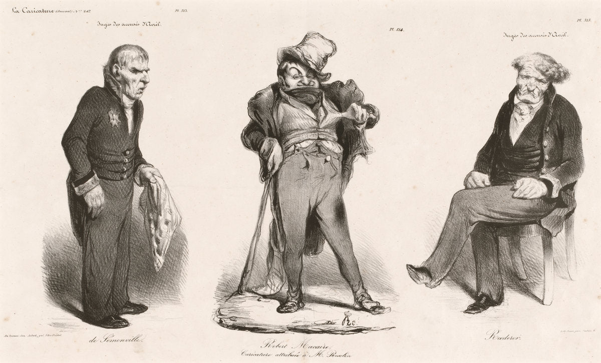 Huguet de Sémonville - Robert Macaire (Thiers) - Comte Roederer by Honoré Daumier (French, 1808 - 1879), 16X12"(A3)Poster Print