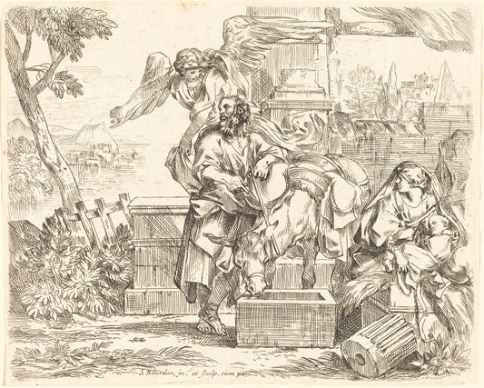 Saint Joseph Listening to the Angel's Counsel by Sébastien Bourdon (French, 1616 - 1671), 16X12"(A3)Poster Print