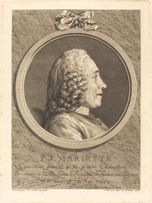 Pierre-Jean Mariette by Augustin de Saint-Aubin after Charles-Nicolas Cochin II (French, 1736 - 1807), 16X12"(A3)Poster Print