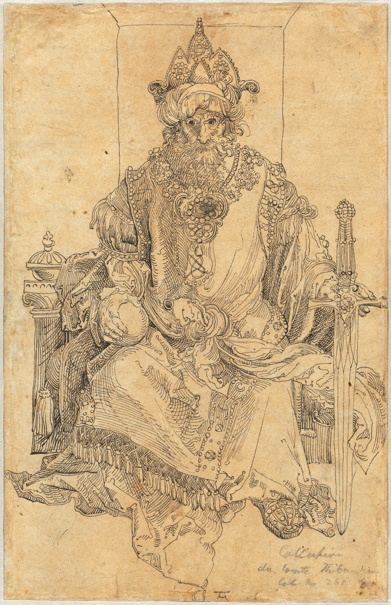 An Oriental Ruler Seated on His Throne by Albrecht Dürer (German, 1471 - 1528), 16X12"(A3)Poster Print
