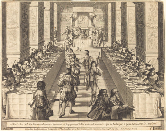 Banquet Given by the King to the New Knights by Abraham Bosse (French, 1602 - 1676), 16X12"(A3)Poster Print