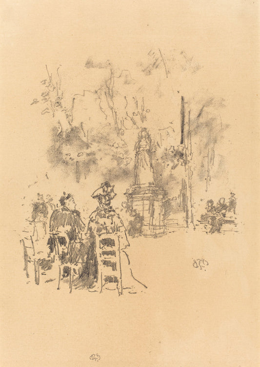 Conversation Under the Statue, Luxembourg Gardens by James McNeill Whistler (American, 1834 - 1903), 16X12"(A3)Poster Print