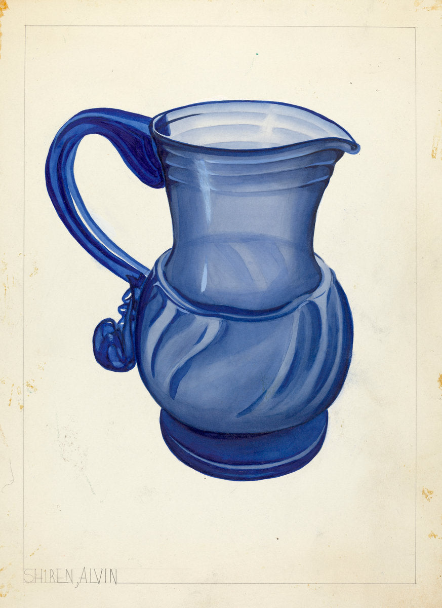 Blown Glass - Pitcher by Alvin Shiren (American, active c. 1935), 16X12"(A3)Poster Print