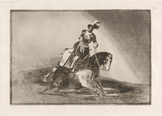 Carlos V. lanceando un toro en la plaza de Valladolid (Charles V Spearing a Bull in the Ring at Valladolid) by Francisco de Goya (Spanish, 1746 - 1828), 16X12"(A3)Poster Print