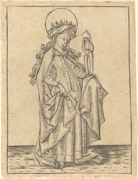 Saint Agatha by Israhel van Meckenem (German, c. 1445 - 1503), 16X12"(A3)Poster Print