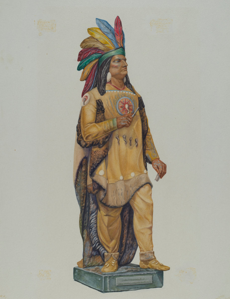 Cigar Store Indian by Harriette Gale (American, active c. 1935), 16X12"(A3)Poster Print