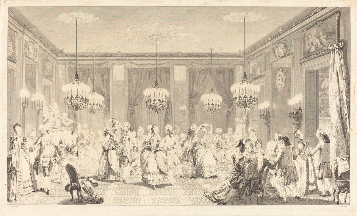 Le bal pare by Antoine-Jean Duclos after Augustin de Saint-Aubin (French, 1742 - 1795), 16X12"(A3)Poster Print