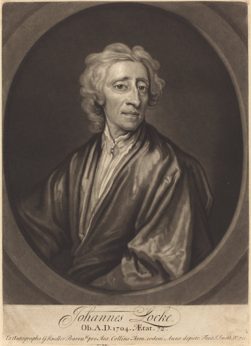John Locke by John Smith after Sir Godfrey Kneller (English, probably 1652 - 1742), 16X12"(A3)Poster Print