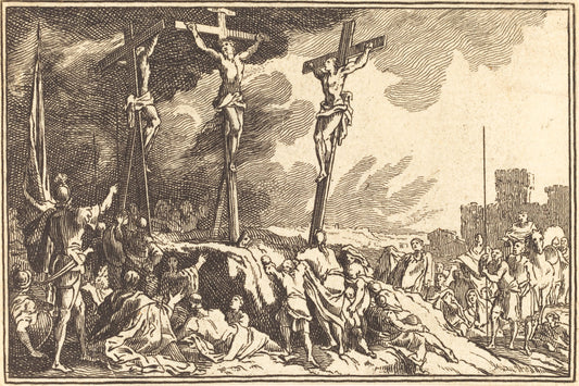 engraving by after Sébastien Le Clerc I (Christ on the Cross between the Two Thieves), 16X12"(A3)Poster Print