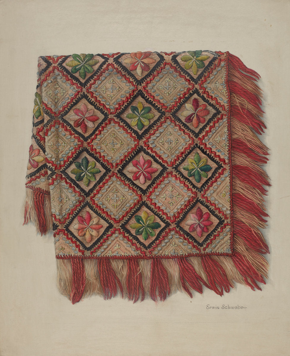 Table Scarf by Erwin Schwabe (American, active c. 1935), 16X12"(A3)Poster Print
