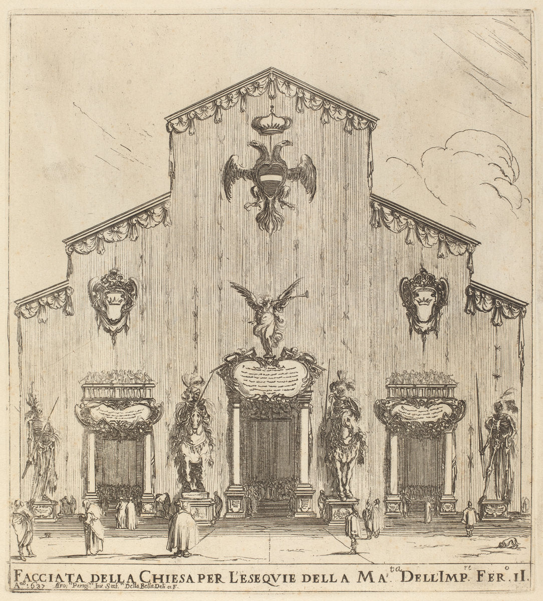 Facade of the Church of San Lorenzo, Florence by Stefano Della Bella (Italian, 1610 - 1664), 16X12"(A3)Poster Print